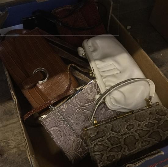Seven vintage handbags, c 1950, inc crocodile, leather & fabric(-)